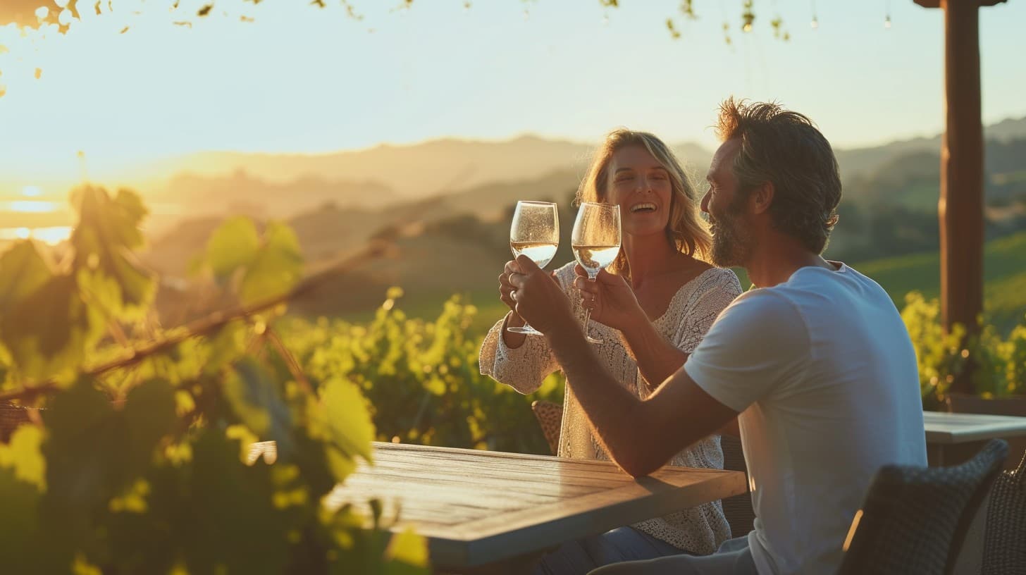Brindis con vino en los viñedos de Mendoza